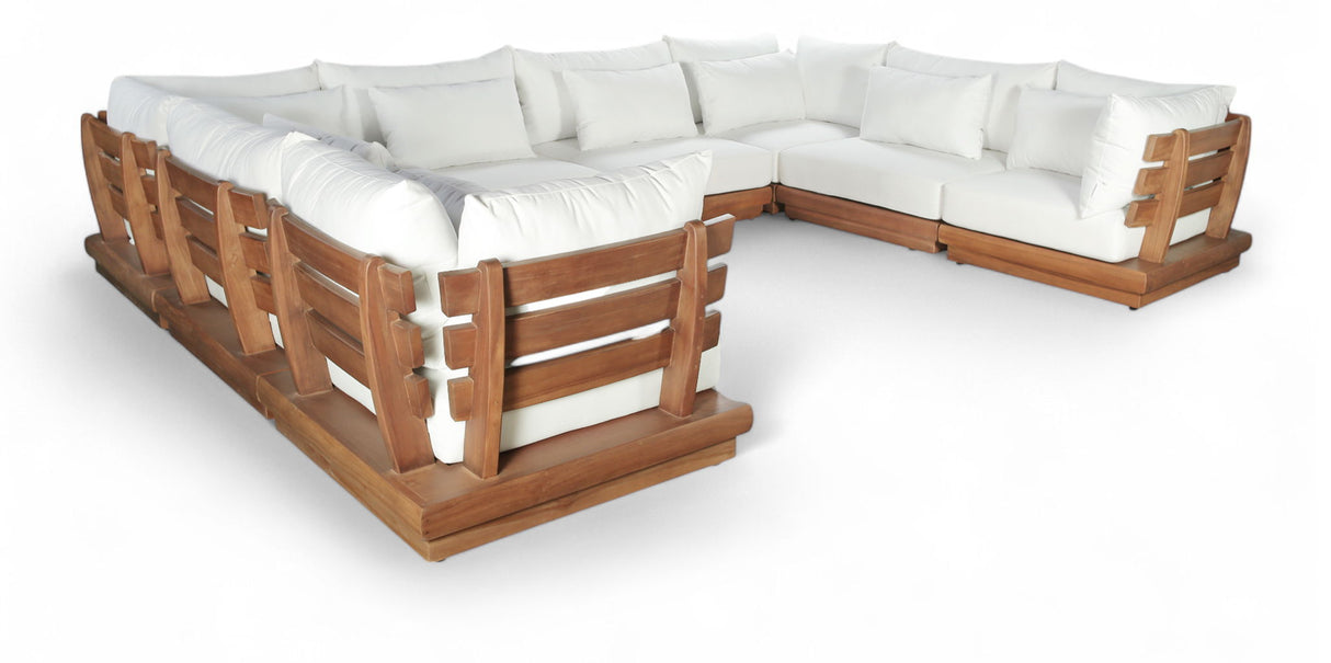 Mirella - 8 Piece Water Resistant Fabric Upholstered Outdoor Patio Modular Sectional