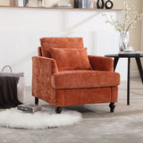 Modern Mid Century Wood Frame Armchair With Tufted Design