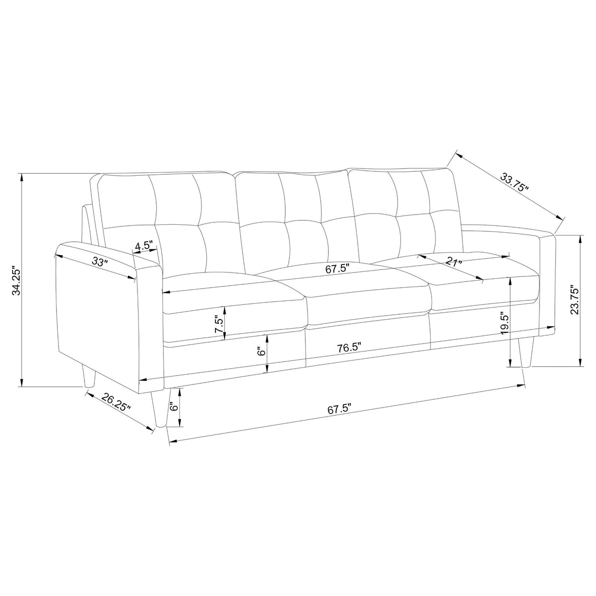 Montebello - Tufted Sofa With Track Arm Upholstered - Gray