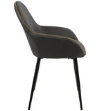 Clubhouse - Dining Chair - Black With Gray Vintage Faux Leather (Set of 2)