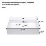 Modern Ceramic Rectangular Wall Mounted Bathroom Sink With Faucet Hole & Overflow