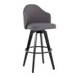 Ahoy - Upholstered Fixed-Height Barstool (Set of 2) - Black Base, Black Footrest