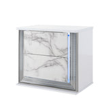Moon - Marble Nightstand With LED - White