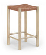 Entwine - Vegan Leather Upholstered Backless Counter Stool - Painted Natural