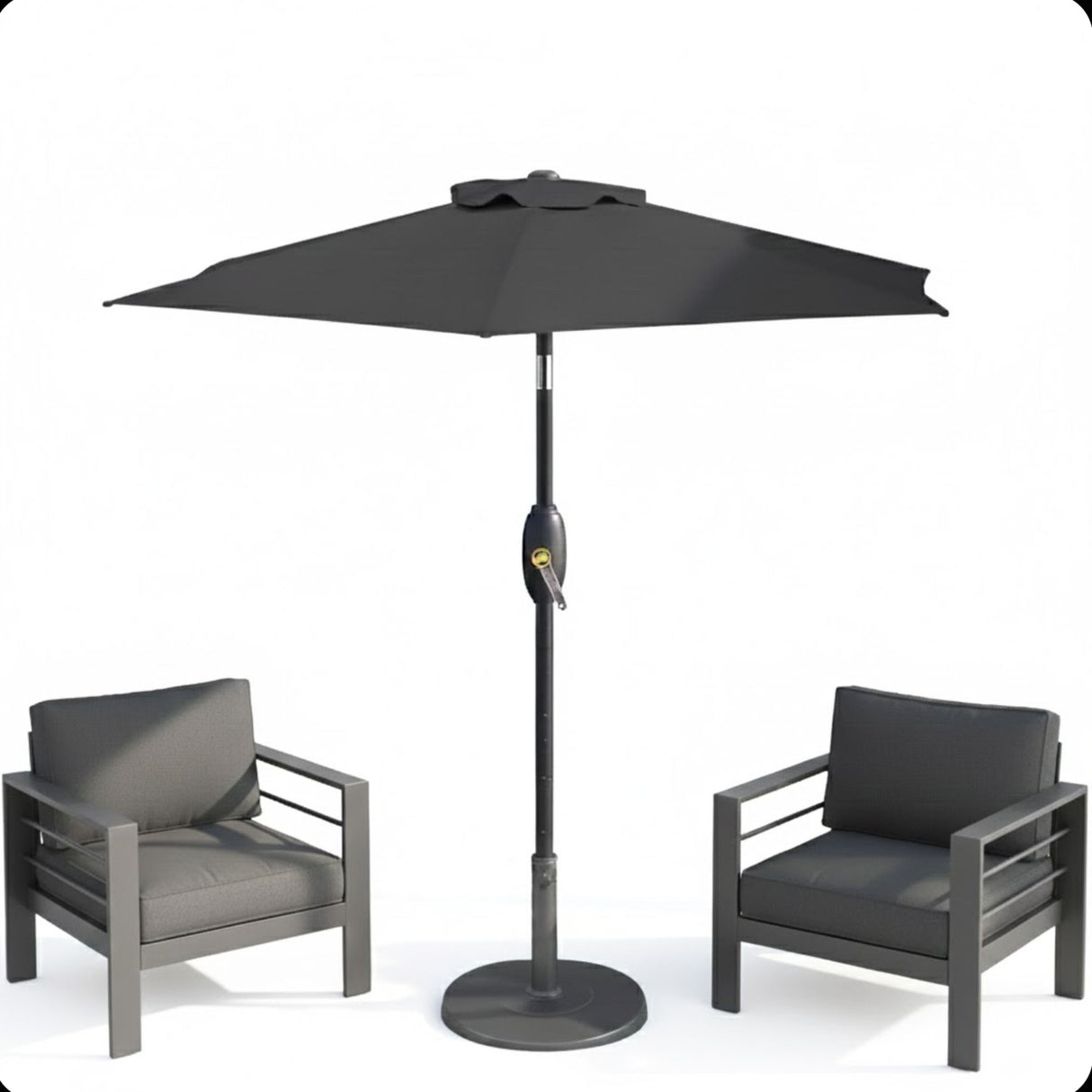 Umbrella With Crank Lift & Tilt, UV-Resistant Canopy For Patio