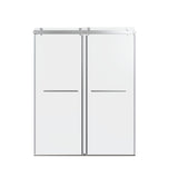 Frameless Double Sliding Shower Door In, Thick Tempered Glass, Reversible Installation