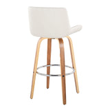 Santi - 30" Fixed-Height Barstool With Swivel And Round Chrome Metal Footrest (Set of 2) - Zebra Wood