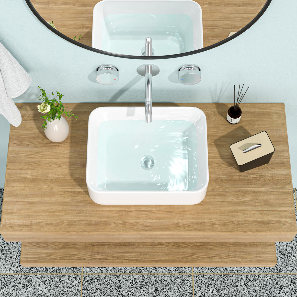 Modern European Design Ceramic Rectangular Vessel Bathroom Sink
