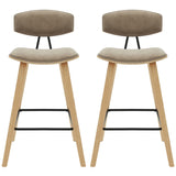 Fox - Counter Height Curved Back Wood Bar Stool With Faux Leather Seat