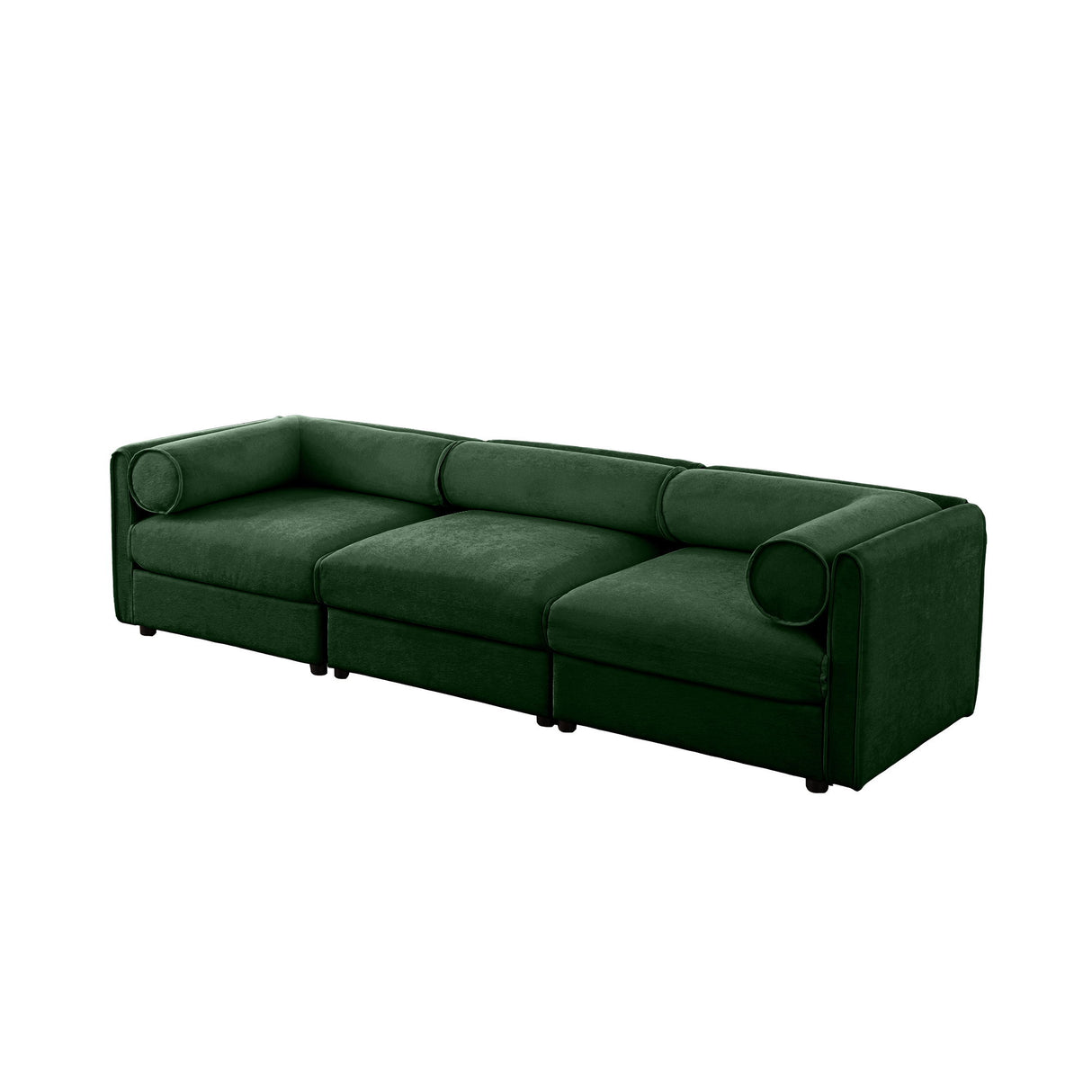 Stylish Chenille Sofa With Storage Seat And Cylindrical Backrest