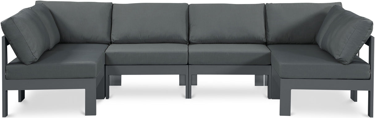 Nizuc - Outdoor Patio 6 Piece Modular Sectional With Gray Frame