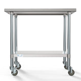 24" x 36" 18-Gauge 304 Stainless Steel Commercial Work Table with Casters, CT2436-18C.