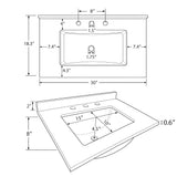 Basin Sink, 0.6" Ultra Thin Profile, Triple Faucet Holes