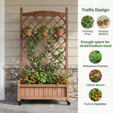 Raised Garden Bed With Trellis 2 Pack, Outdoor Planter Box & Plant Stand With Climbing Racks - Brown
