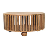 Slatted Round Coffee Table - Beige