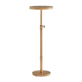 Morven - Adjustable Height Accent Table With Round Metal Top And Pedestal Base - Antique Brass