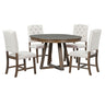 Retro Functional Dining Set, Round Table With Leaf And Upholstered Chairs For Dining Room And Living Room