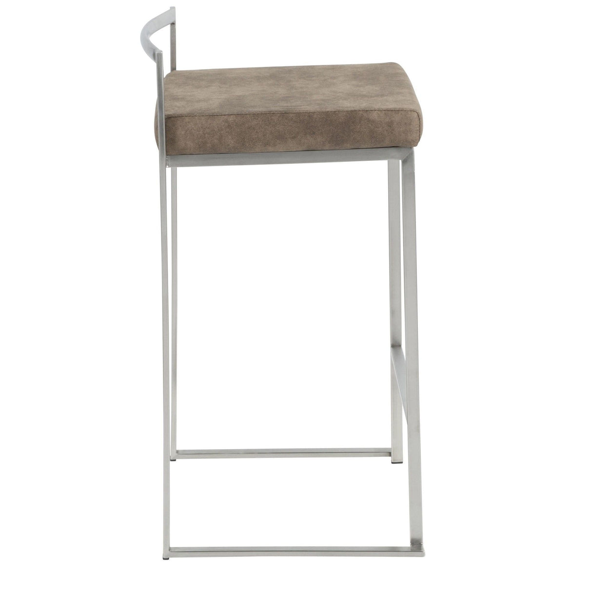 Fuji - 26" Stackable Counter Stool (Set of 3) - Stainless Steel With Brown Cowboy Fabric Cushion