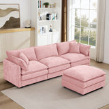 L Shaped Modular Sectional Sofa With Movable Ottoman, 3 Seater Comfortable Seating