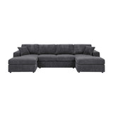 3 Piece Corduroy Double Chaise Sectional Sofa