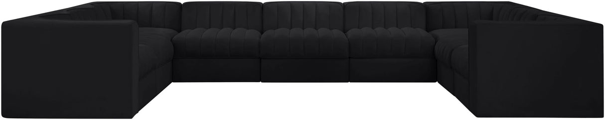 Rummi - Velvet Performance Fabric Upholstered 9 Piece Modular Sectional
