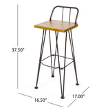 Outdoor Barstool With Angled Metal Legs - Brown