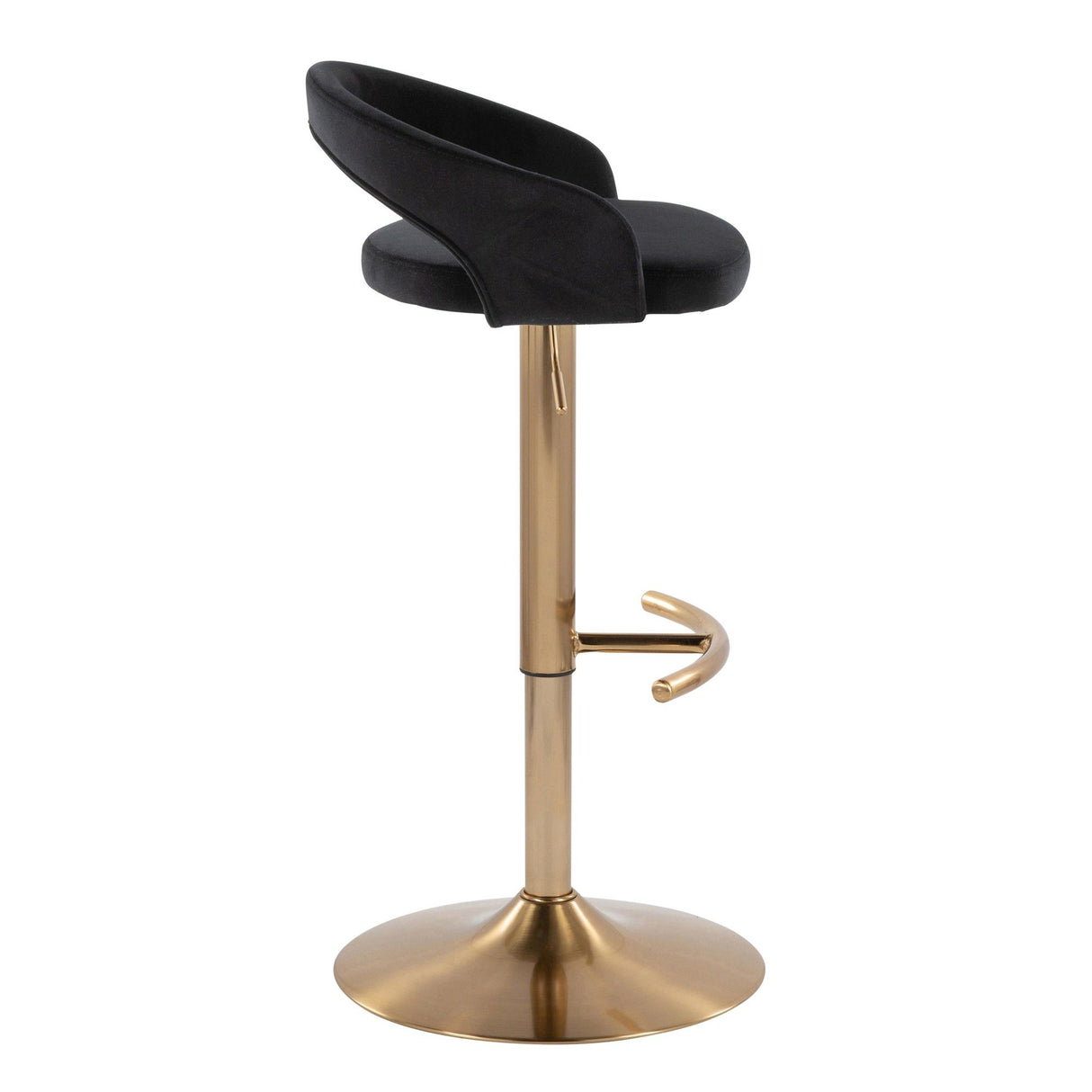 Grotto - Upholstered Adjustable Barstool - Gold Metal Base