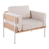 Kari - Farmhouse Accent Chair - White Metal, Natural Wood