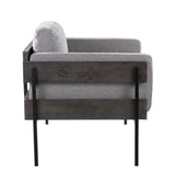 Kari - Farmhouse Accent Chair - Black Metal, Gray Wood