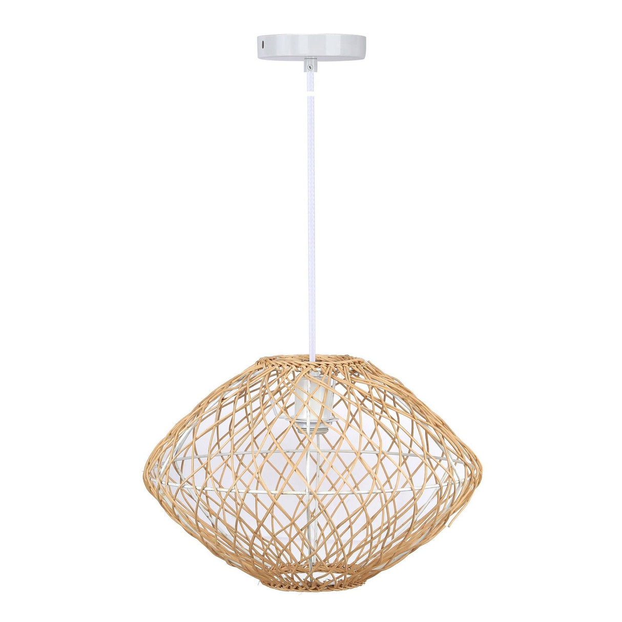 Nest - Natural Contemporary Rattan Pendant - Matte White Metal With Natural Rattan Shade From Grandview Gallery