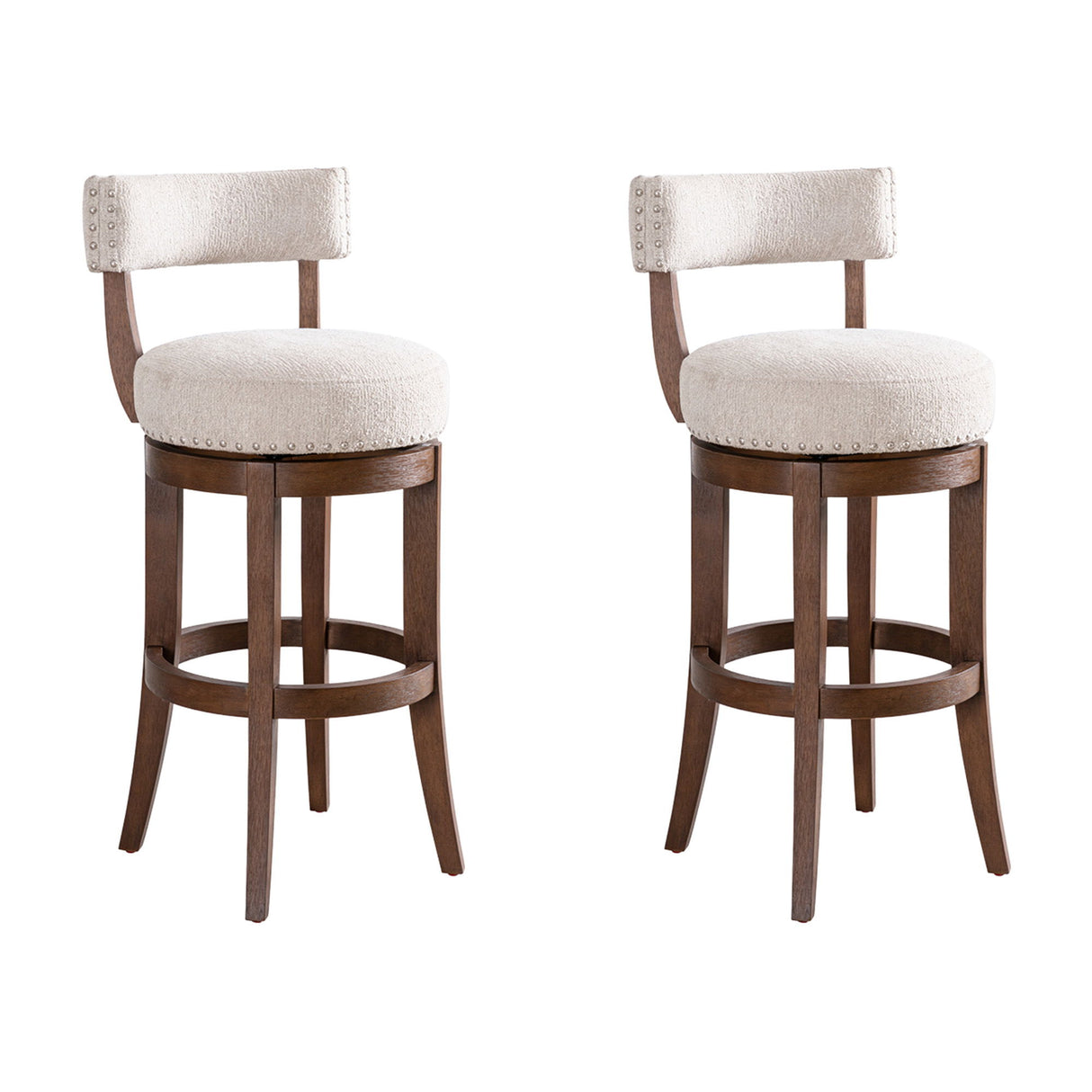 Mystic - Solid Wood Upholstered 30" Bar Height Swivel Barstool