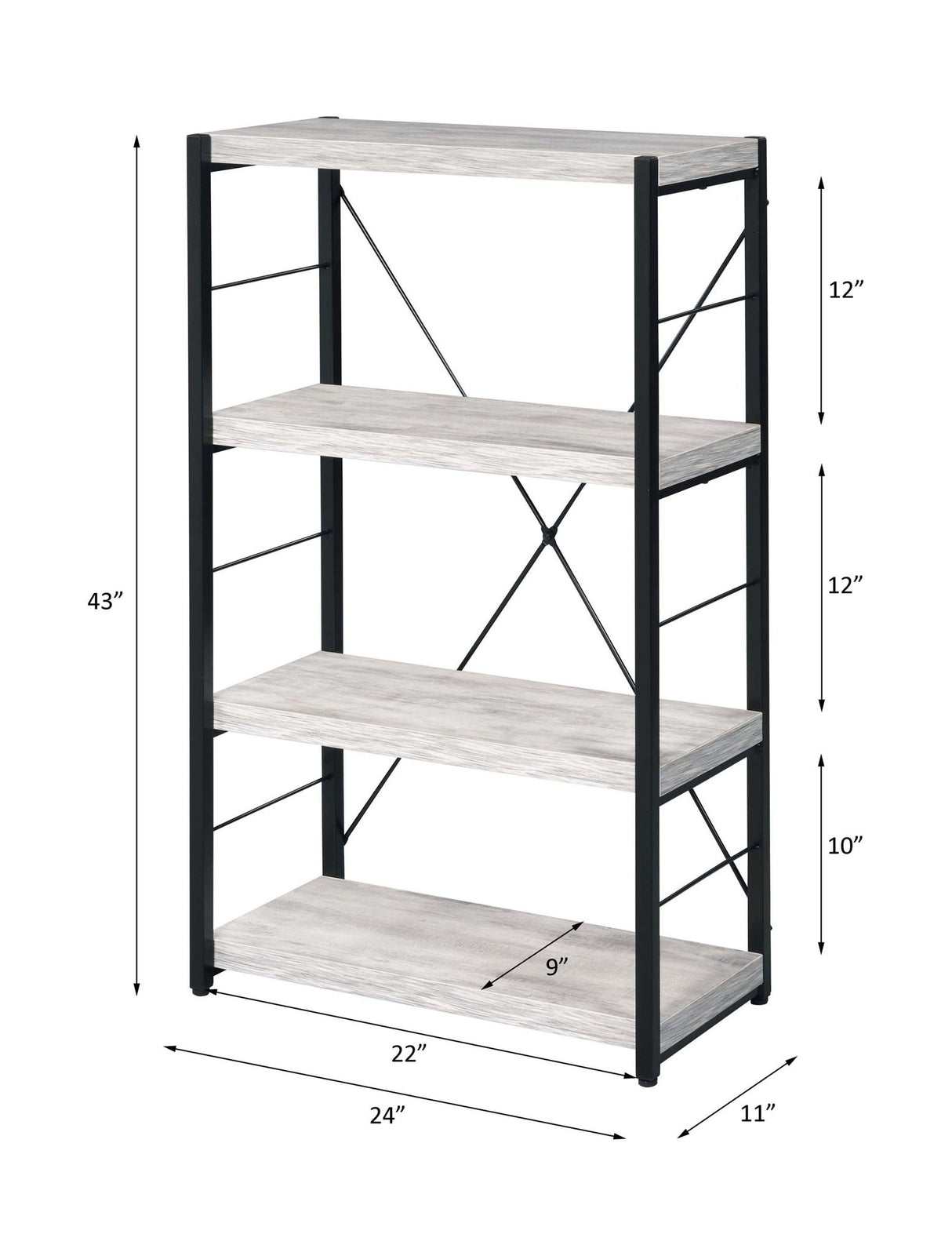 Jurgen - Bookshelf - Antique White & Black