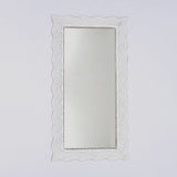 Handcarved Wave Design Rectangle Mirror Accent Enhancing Space - Antique White