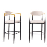 Upholstered Bar Stool With Accented Armrests For Kitchen Island (Set of 2) - Beige