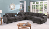Celine - Corner Sectional Sofa With Right Facing Chaise, Cupholders, And Charging Ports - Gray
