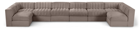 Rummi - Velvet Performance Fabric Upholstered 8 Piece Modular Sectional (With 2 Corner Chairs)