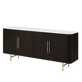 Clayten - Server - White Natural Marble Top & Espresso
