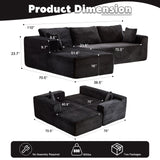 Compression Sectional Couch With Comfy Chaise, Boneless L Shape Sofa With Deep Seat
