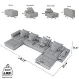 Modern Oversized Diy Combination Modular Sectional Sofa & Pillows