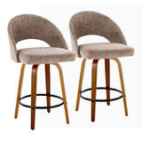Renee - Upholstered Fixed-Height Barstool (Set of 2) - Walnut Wood Base