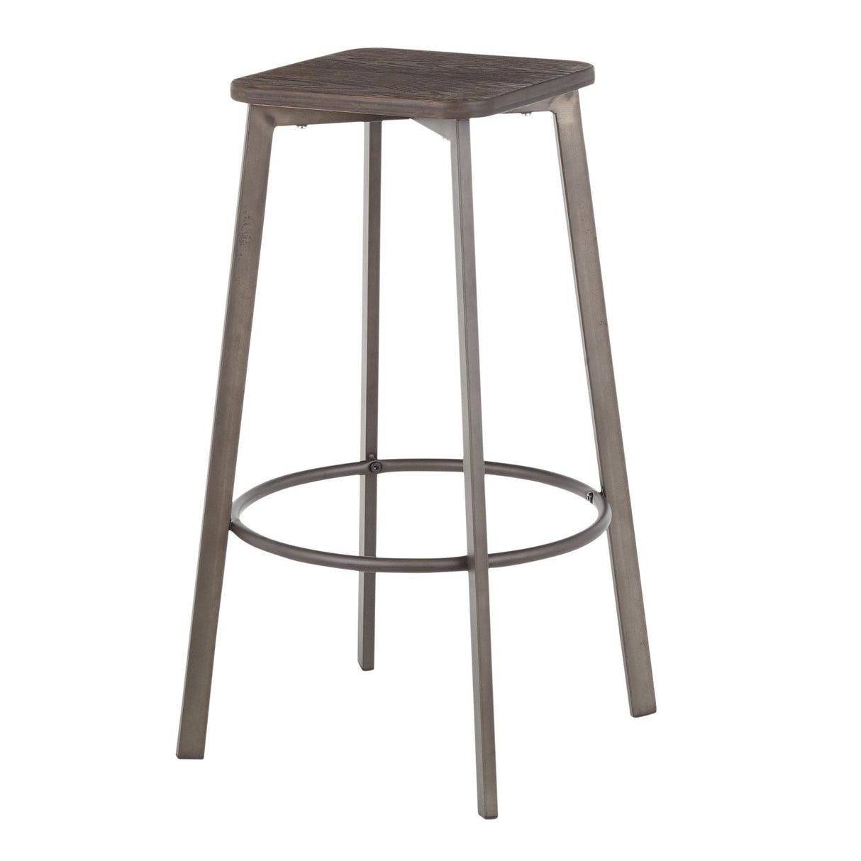 Clara - Industrial Square Barstool (Set of 2) - Wood-Pressed Grain Bamboo