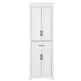 Freestanding Bathroom Vanity, Elegant Design With 4 Doors & 1 Drawer, Adjustable Shelves, Damping Hinges - White