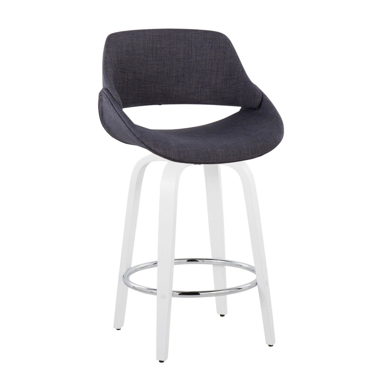 Cinch - Contemporary Fixed-Height Swivel Counter Stool (Set of 2) - White Wood And Chrome