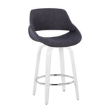Cinch - Contemporary Fixed-Height Swivel Counter Stool (Set of 2) - White Wood And Chrome
