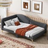Upholstered Daybed With Headboard And Armrest, Support Legs