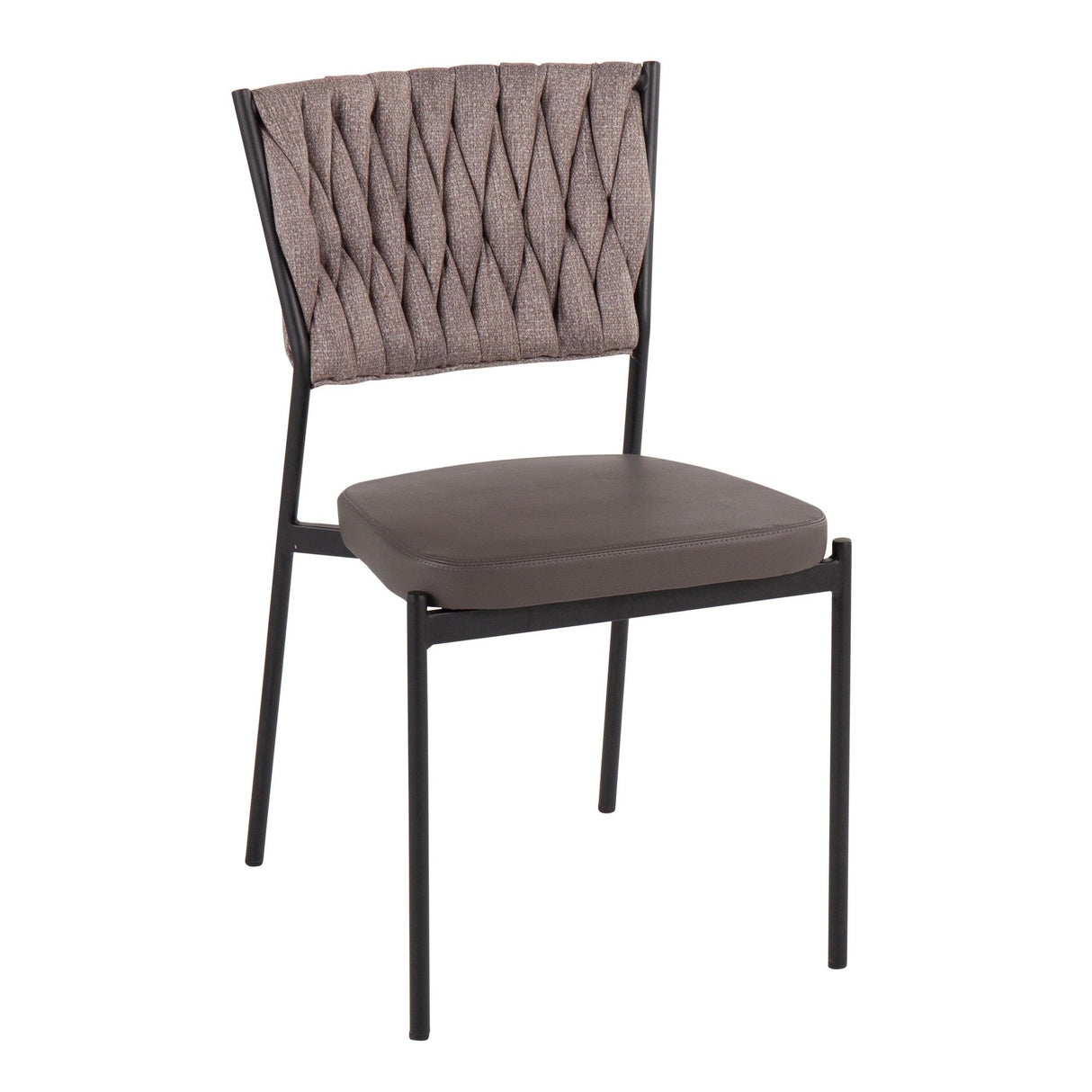 Tania - Braided Contemporary Chair With Faux Leather Seat (Set of 2)