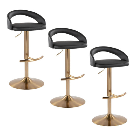 Grotto - Upholstered Adjustable Barstool - Gold Metal Base