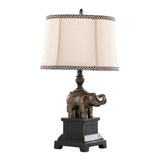 Elephant - 27" Table Lamp (Set of 2) - Bronze Polyresin With Natural Linen Soft Back Shade