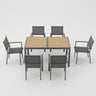 7 Piece Gray Patio Dining Set With Hdps Table And Textilene Chairs For Outdoor Use, Metal Furniture