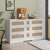 Elegant Rattan Locker With 9 Drawers, Metal Handles